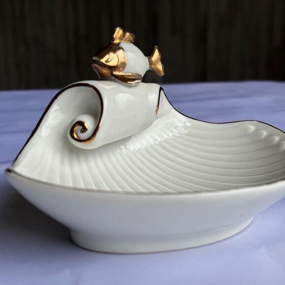 Enesco - Made in Japan - Ceramic Shell & Fish Dish Tray - Picture 1 of 8
